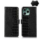 For Honor 60 SE Crocodile Top Layer Cowhide Leather Phone Case(Black) - 1