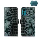 For Motorola Moto G22 Crocodile Top Layer Cowhide Leather Phone Case(Green) - 1