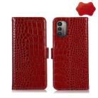 For Nokia G11 / G21 4G Crocodile Top Layer Cowhide Leather Phone Case(Red) - 1