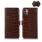 For Nokia G11 / G21 4G Crocodile Top Layer Cowhide Leather Phone Case(Brown) - 1