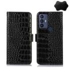 For TCL 30 SE/306/305 / Sharp Aquos V6/V6 Plus Crocodile Top Layer Cowhide Leather Phone Case(Black) - 1