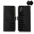 For Kyocera Digno BX2 Crocodile Top Layer Cowhide Leather Phone Case(Black) - 1