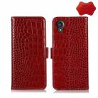 For Kyocera Digno BX2 Crocodile Top Layer Cowhide Leather Phone Case(Red) - 1