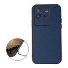 For vivo iQOO Neo6 Accurate Hole Carbon Fiber Texture PU Phone Case(Blue) - 1