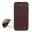 For vivo iQOO Neo6 Accurate Hole Crocodile Texture Genuine Leather Phone Case(Brown) - 1