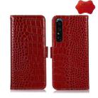 For Sony Xperia 1 IV Crocodile Top Layer Cowhide Leather Phone Case(Red) - 1