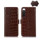 For Sony Xperia 10 IV Crocodile Top Layer Cowhide Leather Phone Case(Brown) - 1