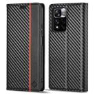 For Xiaomi 11T / 11T Pro LC.IMEEKE Carbon Fiber Texture Flip Leather Phone Case(Vertical Black) - 1