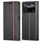 For Xiaomi Poco X4 Pro 5G LC.IMEEKE Carbon Fiber Texture Flip Leather Phone Case(Vertical Black) - 1