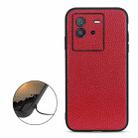 For vivo iQOO Neo6 Accurate Hole Litchi Texture Genuine Leather Phone Case(Red) - 1