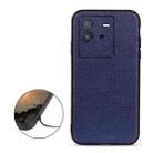 For vivo iQOO Neo6 Accurate Hole Litchi Texture Genuine Leather Phone Case(Blue) - 1