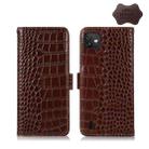 For Wiko Y82 Crocodile Top Layer Cowhide Leather Phone Case(Brown) - 1