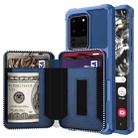 For Samsung Galaxy S20 Ultra Zipper Wallet Card Bag PU Back Phone Case(Blue) - 1