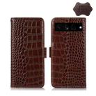 For Google Pixel 7 Pro 5G Crocodile Top Layer Cowhide Leather Phone Case(Brown) - 1