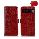 For Google Pixel 7 5G Crocodile Top Layer Cowhide Leather Phone Case(Red) - 1