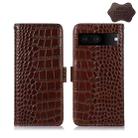 For Google Pixel 7 5G Crocodile Top Layer Cowhide Leather Phone Case(Brown) - 1