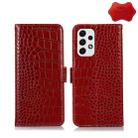 For Samsung Galaxy A23 4G Crocodile Top Layer Cowhide Leather Phone Case(Red) - 1