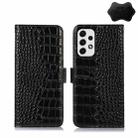 For Samsung Galaxy A33 5G Crocodile Top Layer Cowhide Leather Phone Case(Black) - 1