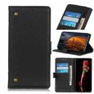 For LG Q70 Copper Buckle Retro Crazy Horse Texture Horizontal Flip Leather Case with Holder & Card Slots & Wallet(Black) - 1
