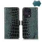 For OPPO Find X5 Pro 5G Crocodile Top Layer Cowhide Leather Phone Case(Green) - 1