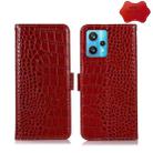 For OPPO Realme 9 Pro+ Crocodile Top Layer Cowhide Leather Phone Case(Red) - 1