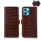 For OPPO Realme 9 Pro+ Crocodile Top Layer Cowhide Leather Phone Case(Brown) - 1