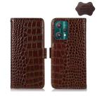 For OPPO Realme 9 Pro Crocodile Top Layer Cowhide Leather Phone Case(Brown) - 1