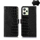 For OPPO Realme C35 4G Crocodile Top Layer Cowhide Leather Phone Case(Black) - 1
