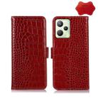 For OPPO Realme C35 4G Crocodile Top Layer Cowhide Leather Phone Case(Red) - 1