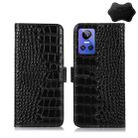 For OPPO Realme GT Neo3 Crocodile Top Layer Cowhide Leather Phone Case(Black) - 1