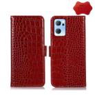 For OPPO Reno7 5G CN Version Crocodile Top Layer Cowhide Leather Phone Case(Red) - 1