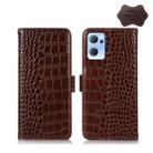 For OPPO Reno7 5G CN Version Crocodile Top Layer Cowhide Leather Phone Case(Brown) - 1