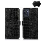 For OPPO Reno7 SE 5G Crocodile Top Layer Cowhide Leather Phone Case(Black) - 1