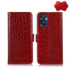 For OPPO Reno7 SE 5G Crocodile Top Layer Cowhide Leather Phone Case(Red) - 1