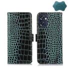 For OPPO Reno7 SE 5G Crocodile Top Layer Cowhide Leather Phone Case(Green) - 1