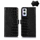 For OPPO A96 5G CN Version / Reno7 Z 5G Crocodile Top Layer Cowhide Leather Phone Case(Black) - 1
