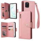 For Samsung Galaxy Note10 Lite Rivet Buckle 9 Cards Three Fold Leather Phone Case(Rose Gold) - 1