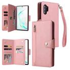 For Samsung Galaxy Note10+ Rivet Buckle 9 Cards Three Fold Leather Phone Case(Rose Gold) - 1