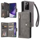 For Samsung Galaxy Note20 Ultra Rivet Buckle 9 Cards Three Fold Leather Phone Case(Grey) - 1