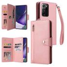 For Samsung Galaxy Note20 Ultra Rivet Buckle 9 Cards Three Fold Leather Phone Case(Rose Gold) - 1