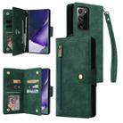 For Samsung Galaxy Note20 Ultra Rivet Buckle 9 Cards Three Fold Leather Phone Case(Green) - 1