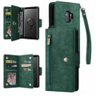 For Samsung Galaxy S9 Rivet Buckle 9 Cards Three Fold Leather Phone Case(Green) - 1