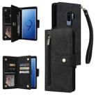 For Samsung Galaxy S9+ Rivet Buckle 9 Cards Three Fold Leather Phone Case(Black) - 1