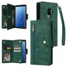 For Samsung Galaxy S9+ Rivet Buckle 9 Cards Three Fold Leather Phone Case(Green) - 1