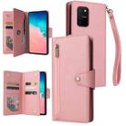 For Samsung Galaxy S10 Lite 2020 Rivet Buckle 9 Cards Three Fold Leather Phone Case(Rose Gold) - 1