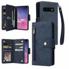 For Samsung Galaxy S10+ Rivet Buckle 9 Cards Three Fold Leather Phone Case(Blue) - 1