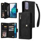 For Samsung Galaxy S20 FE 5G Rivet Buckle 9 Cards Three Fold Leather Phone Case(Black) - 1