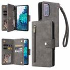 For Samsung Galaxy S20 FE 5G Rivet Buckle 9 Cards Three Fold Leather Phone Case(Grey) - 1