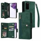 For Samsung Galaxy S20+ Rivet Buckle 9 Cards Three Fold Leather Phone Case(Green) - 1
