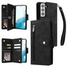 For Samsung Galaxy S22 Rivet Buckle 9 Cards Three Fold Leather Phone Case(Black) - 1